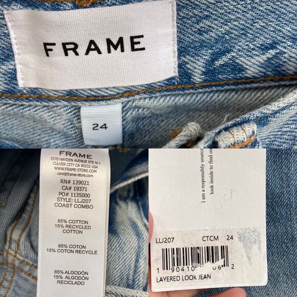 New Frame Premium Denim Layered-look Button Fly Straight Leg Jeans Size 24 - Picture 14 of 15